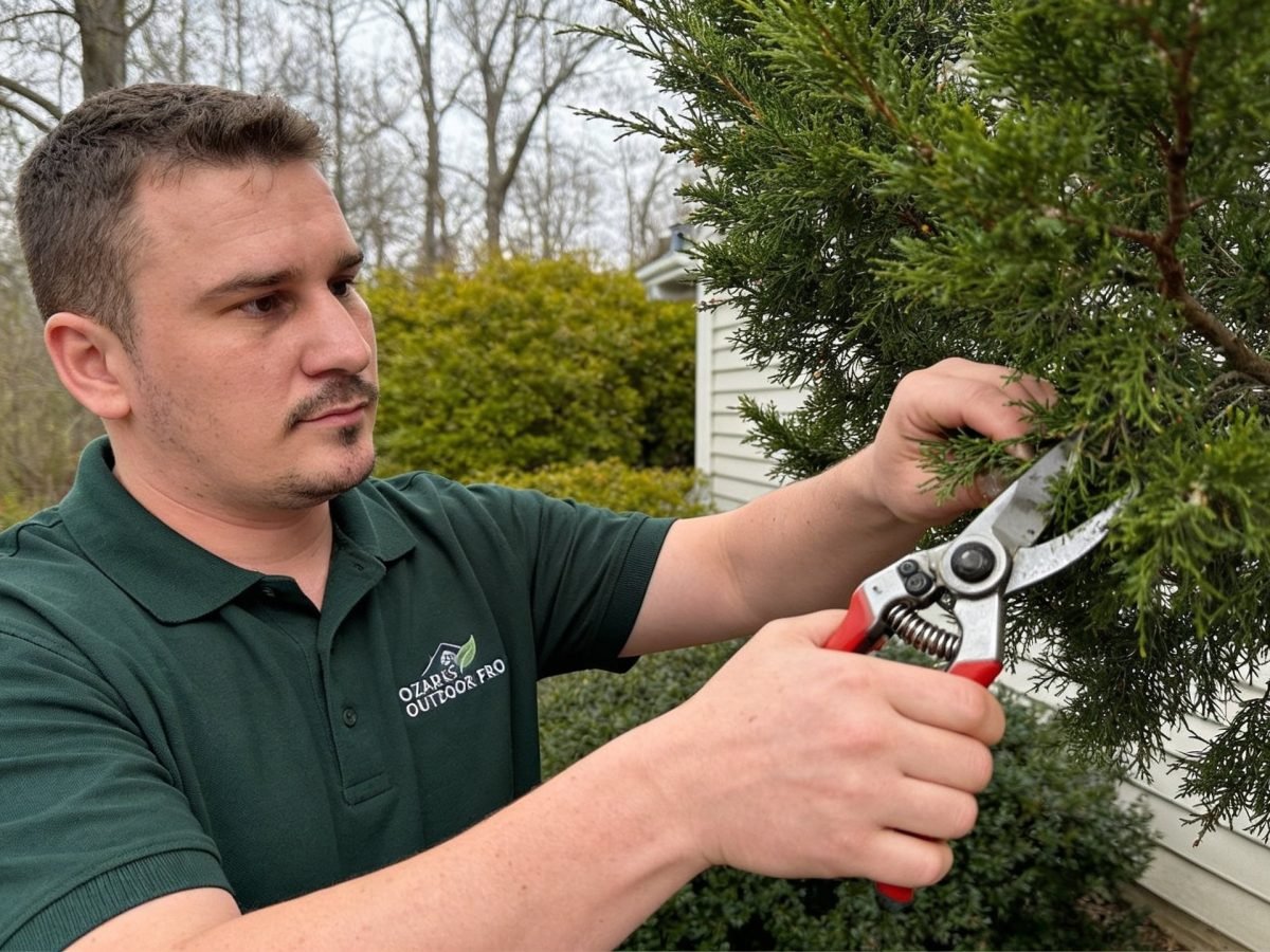 Arborist-standard tree pruning and shrub trimming on a residential Springfield, MO property